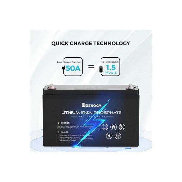 Renogy 24V 50Ah Lithium Phosphate Battery - Generator Vault - 