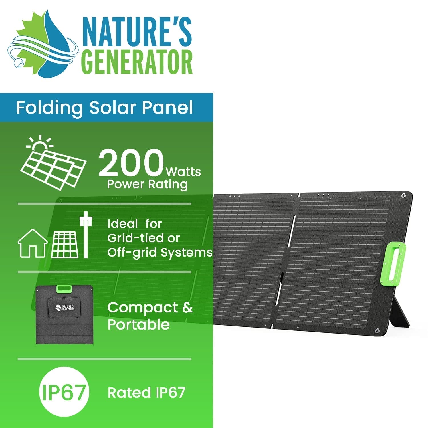 Nature's Generator 200W Folding Solar Panel - Generator Vault - 