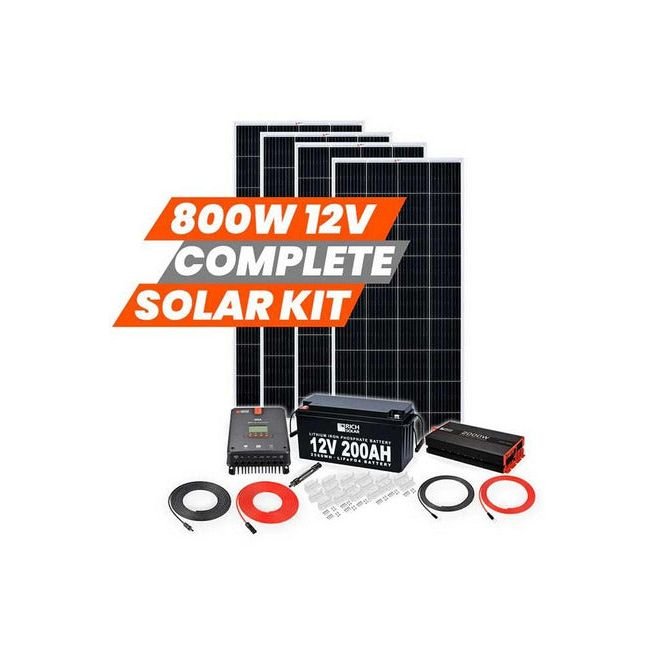 Rich Solar 800 Watt Complete Solar Kit with Controller and Cables - Generator Vault - 