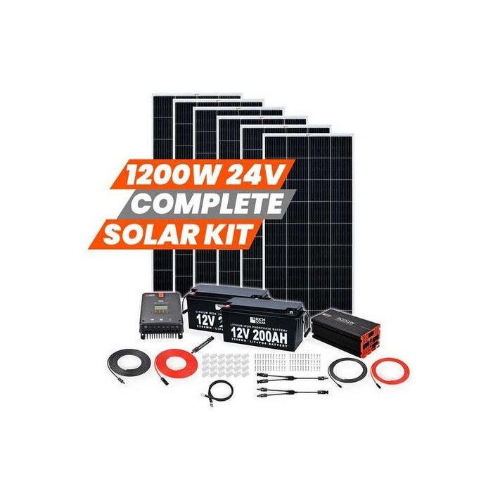 Rich Solar 1200 Watt Complete Solar Kit with Controller and Cables - Generator Vault - 