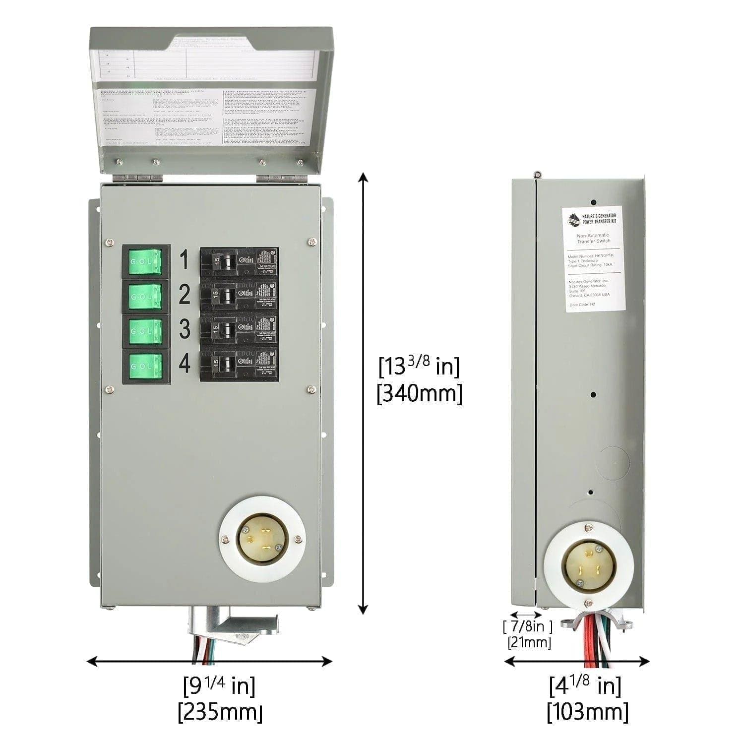 Nature's Generator 4 - Circuit 120V 15A Manual Transfer Switch - Generator Vault - 