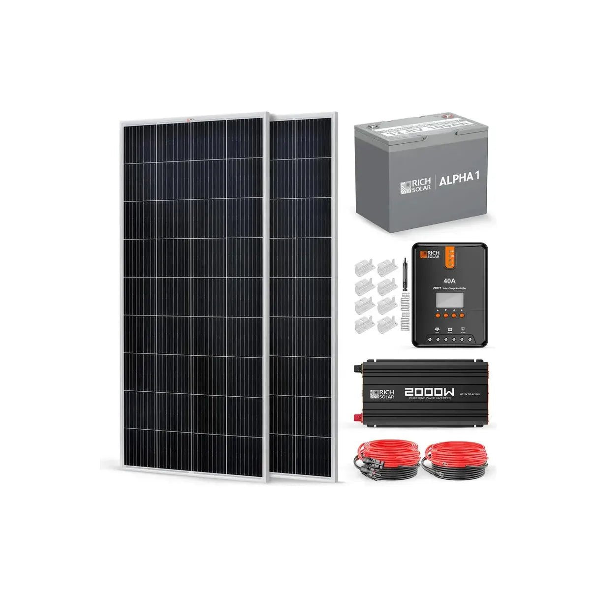 Rich Solar 400 Watt Complete Solar Kit with Controller and Cables - Generator Vault - 