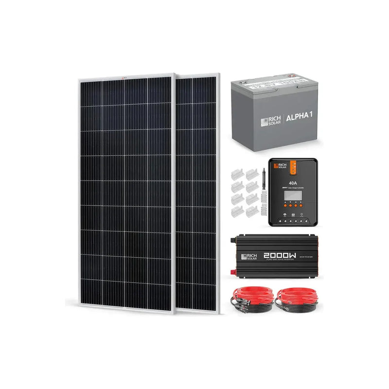 Rich Solar 400 Watt Complete Solar Kit with Controller and Cables