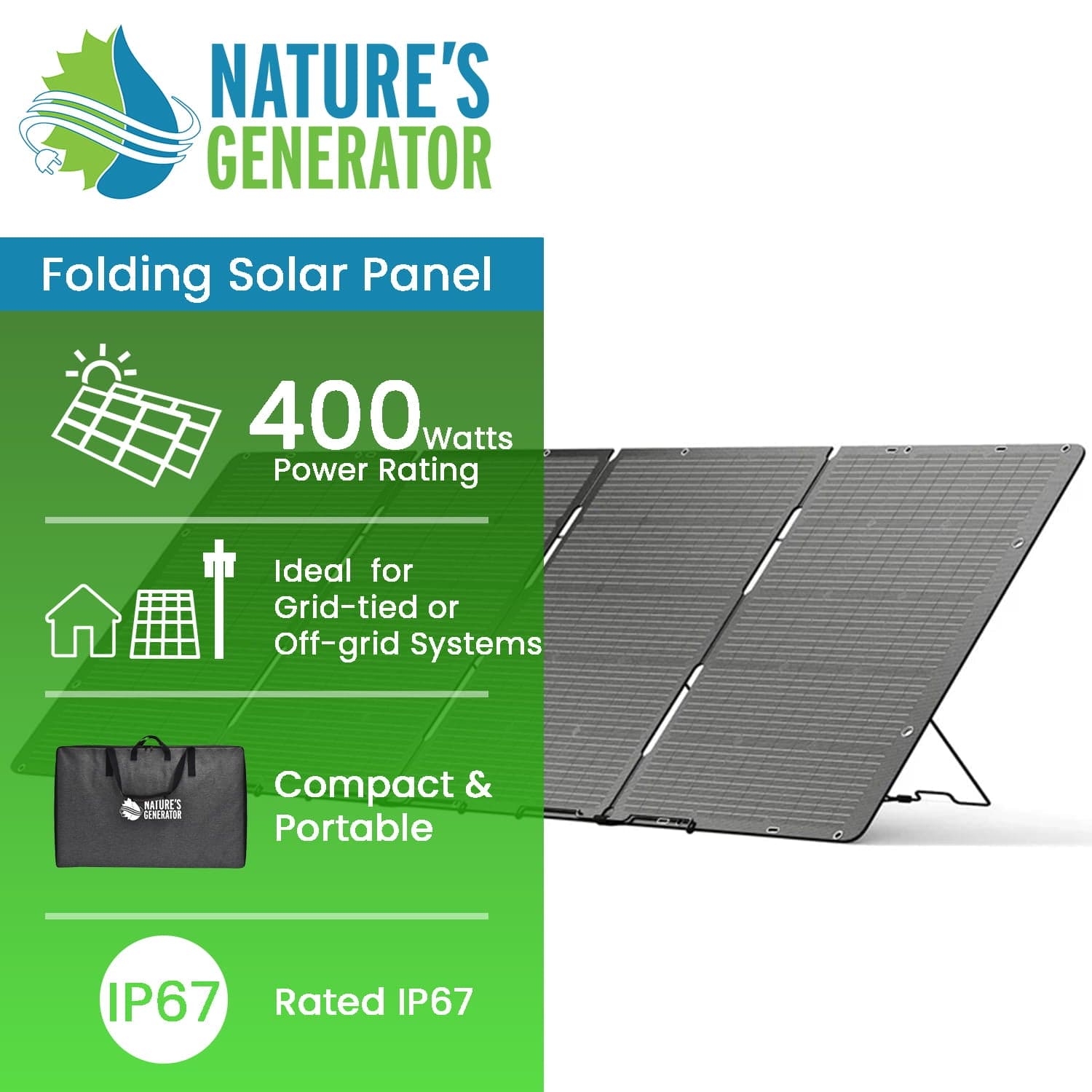 Nature's Generator 400W Folding Solar Panel - Generator Vault - 