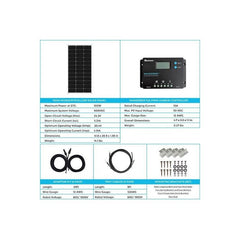 Renogy 100W 12V Monocrystalline Solar Starter Kit With Wanderer Charge Controller