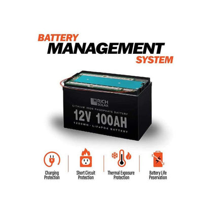 Rich Solar 12V 100Ah LiFePO4 Lithium Iron Phosphate Battery