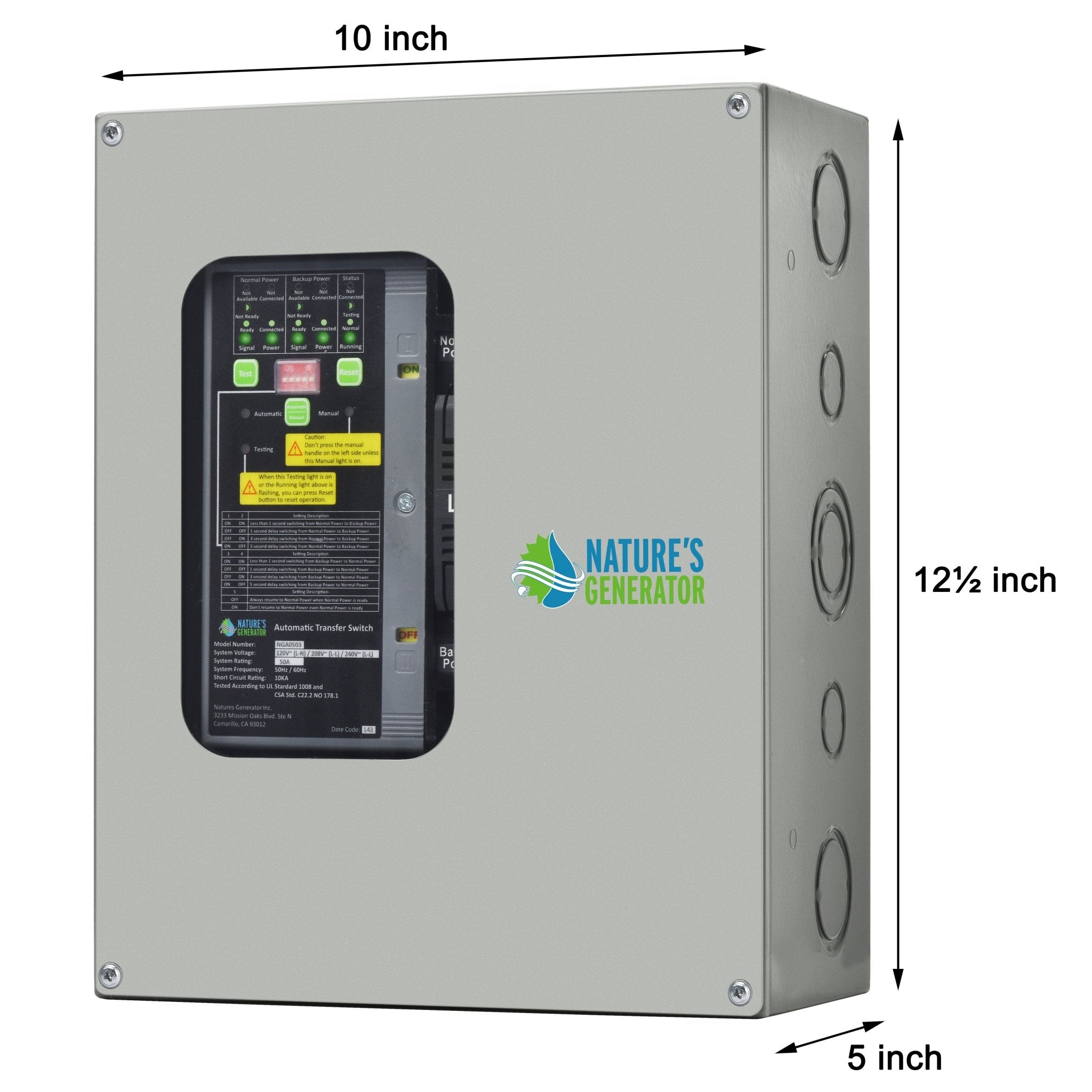 Nature's Generator 50A Compact Automatic Transfer Switch - Generator Vault - 