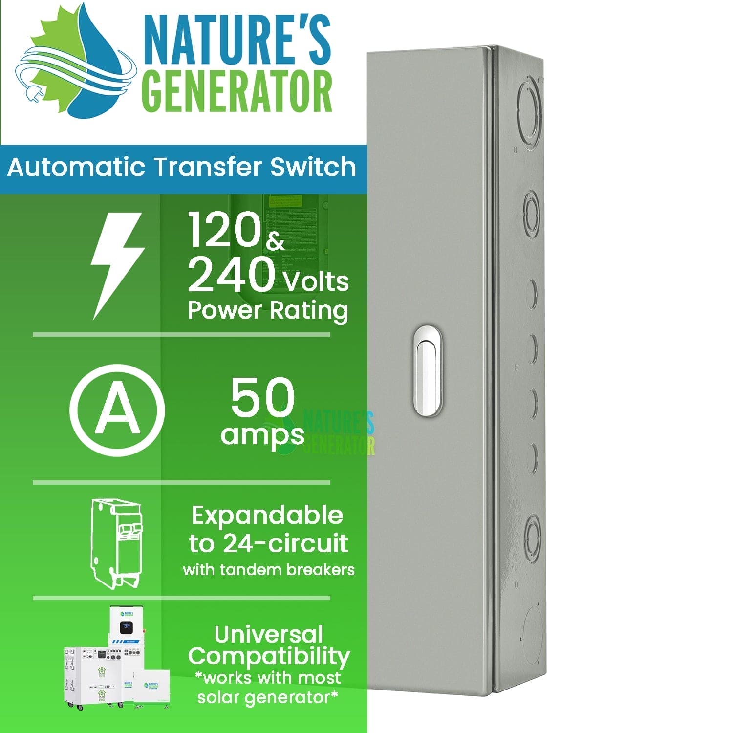 Nature's Generator 50A Automatic Generator Transfer Switch - Generator Vault - 50A Automatic Transfer Switch - 