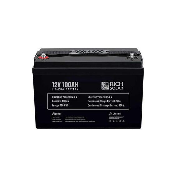Rich Solar 12V 100Ah LiFePO4 Lithium Iron Phosphate Battery