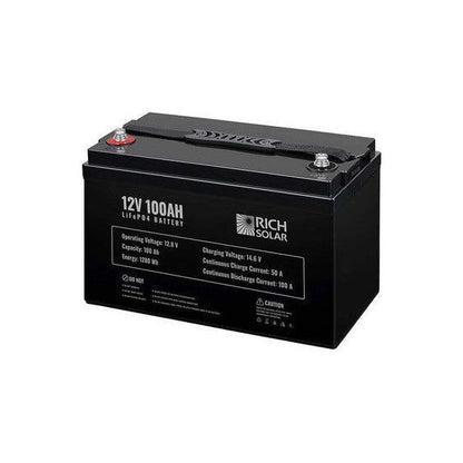 Rich Solar 12V 100Ah LiFePO4 Lithium Iron Phosphate Battery