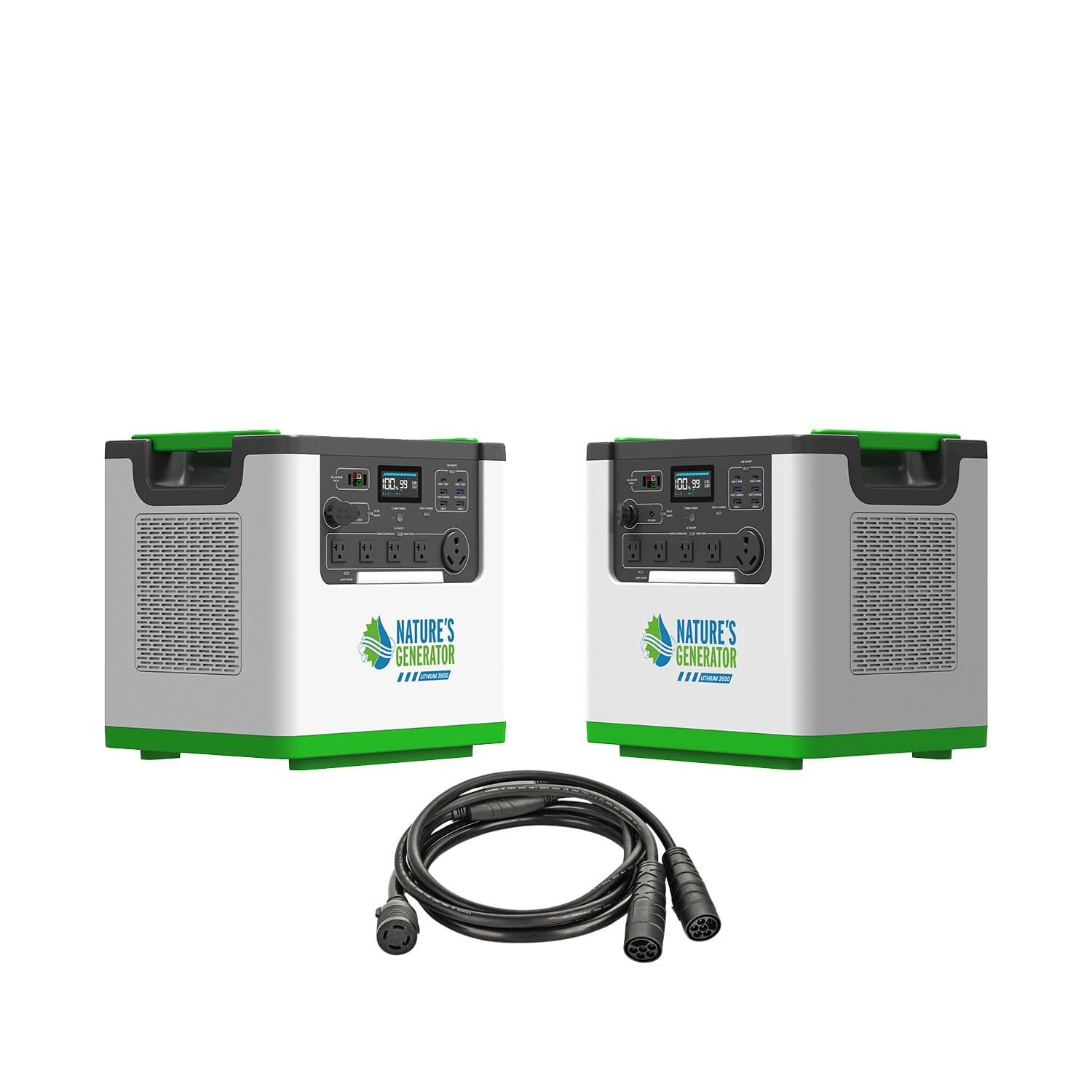 Nature's Generator Lithium 3600 Portable Power Station - Generator Vault - 2x Lithium 3600 + Combiner - 