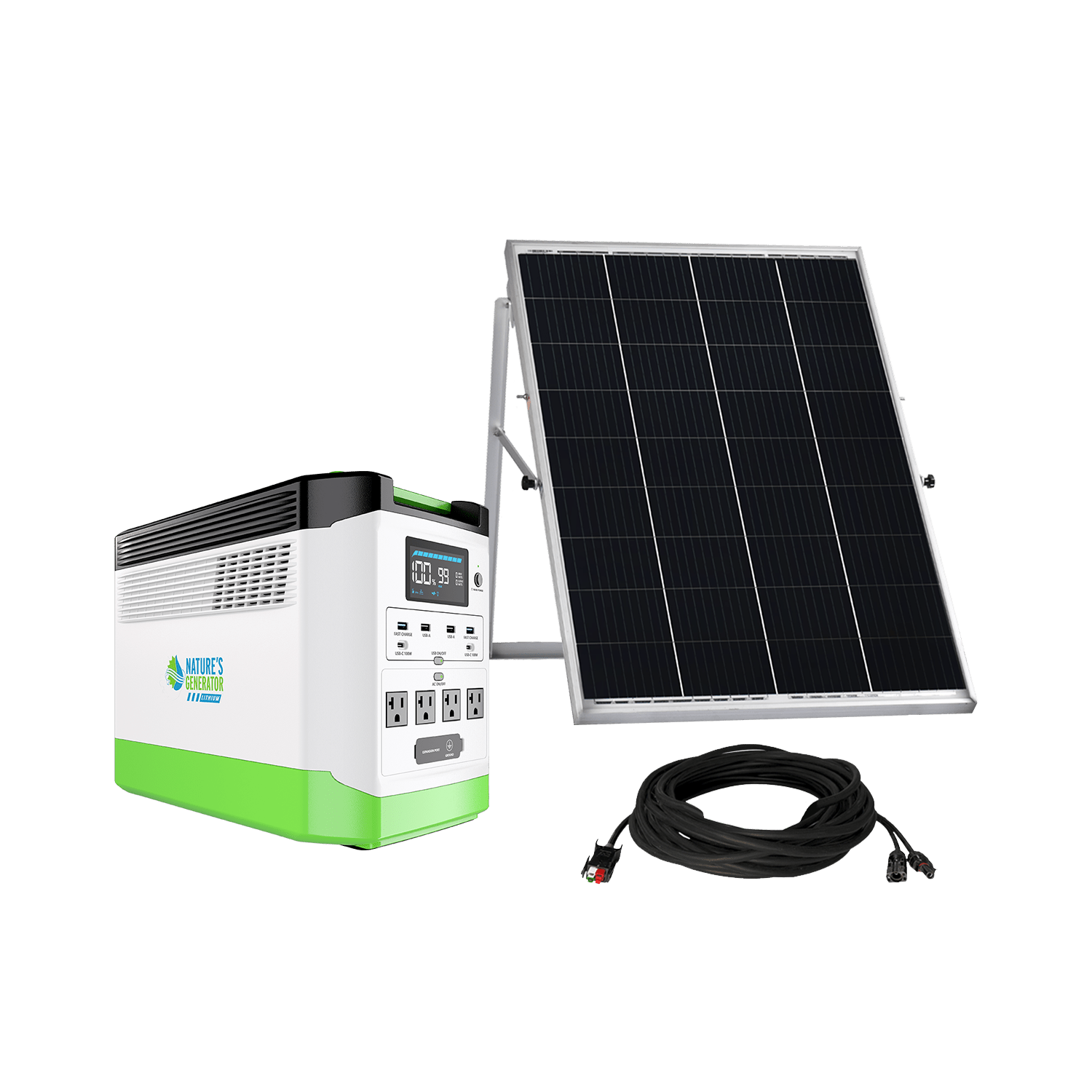 Nature's Generator Lithium 1800 Solar Generator Kit - Generator Vault - Lithium 1800 + 100W Rigid Panel - 