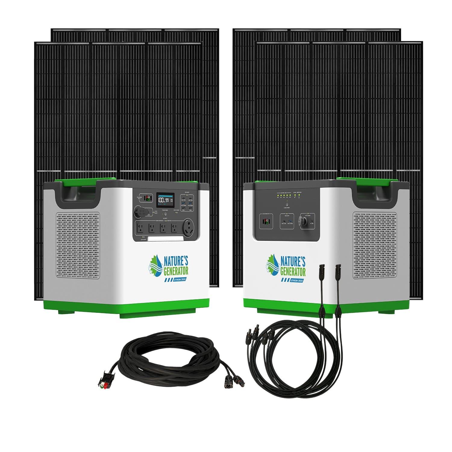 Nature's Generator Lithium 3600 Solar Generator Kit - Generator Vault - Lithium 3600 + Power Pod + 4x 410W Rigid Panel - 