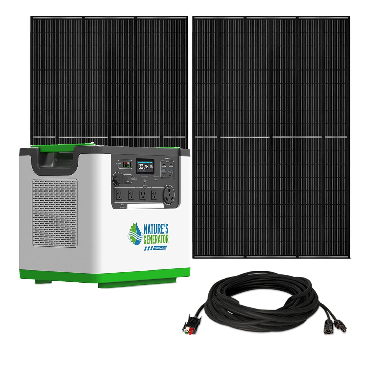 Nature's Generator Lithium 3600 Solar Generator Kit - Generator Vault - Lithium 3600 + 2x 410W Rigid Panel - 