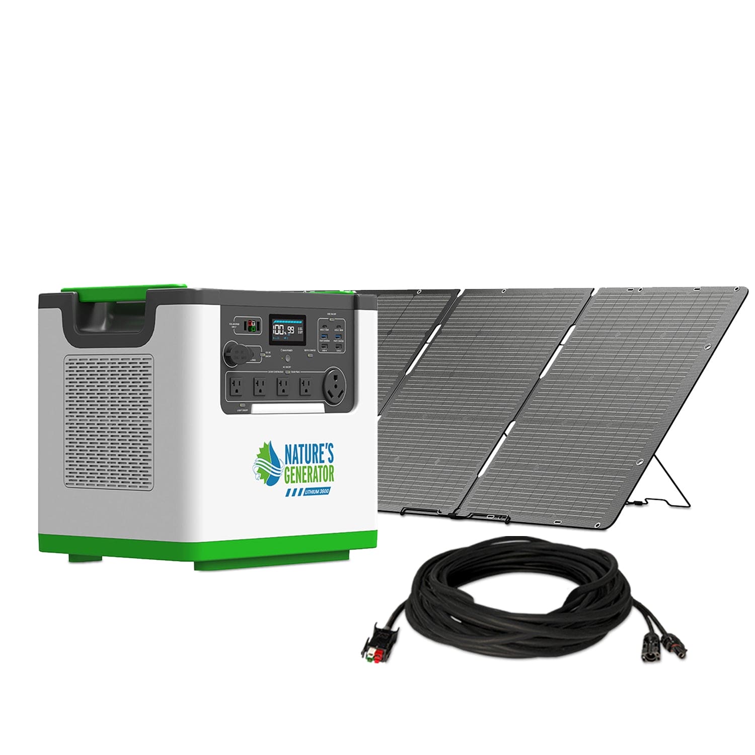 Nature's Generator Lithium 3600 Solar Generator Kit - Generator Vault - Lithium 3600 + 400W Folding Panel - 