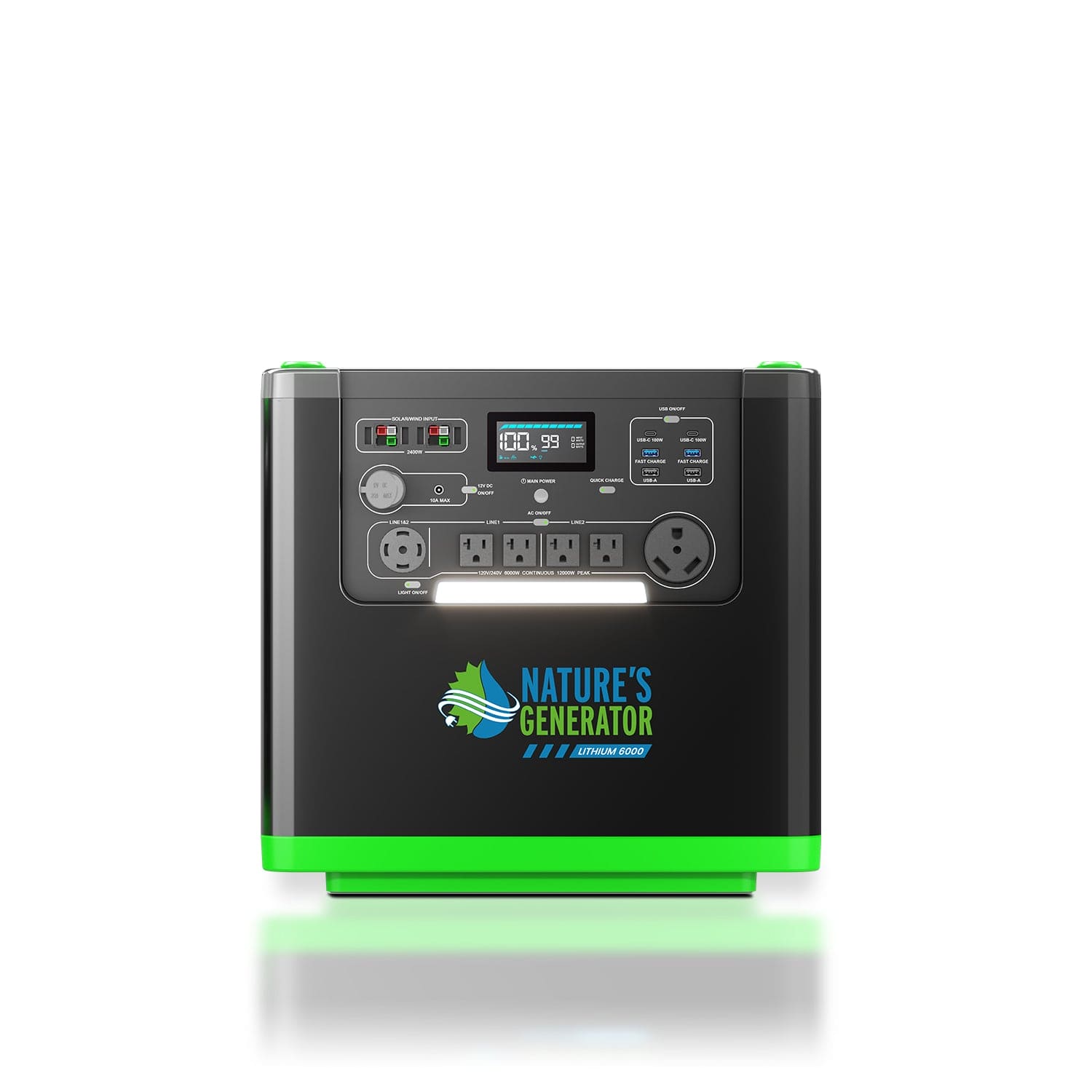 Nature's Generator Lithium 6000 Solar Generator Kit - Generator Vault - Lithium 6000 + 2x 200W Folding Solar Panel - 