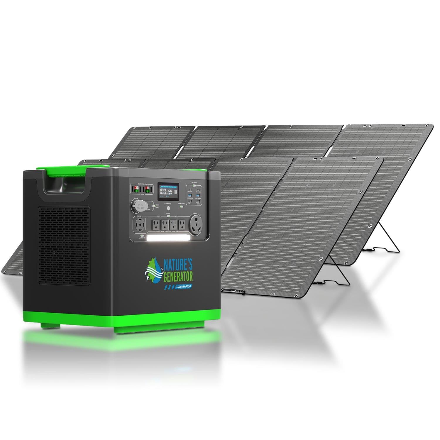 Nature's Generator Lithium 6000 Solar Generator Kit - Generator Vault - Lithium 6000 + 2x 400W Folding Solar Panel - 