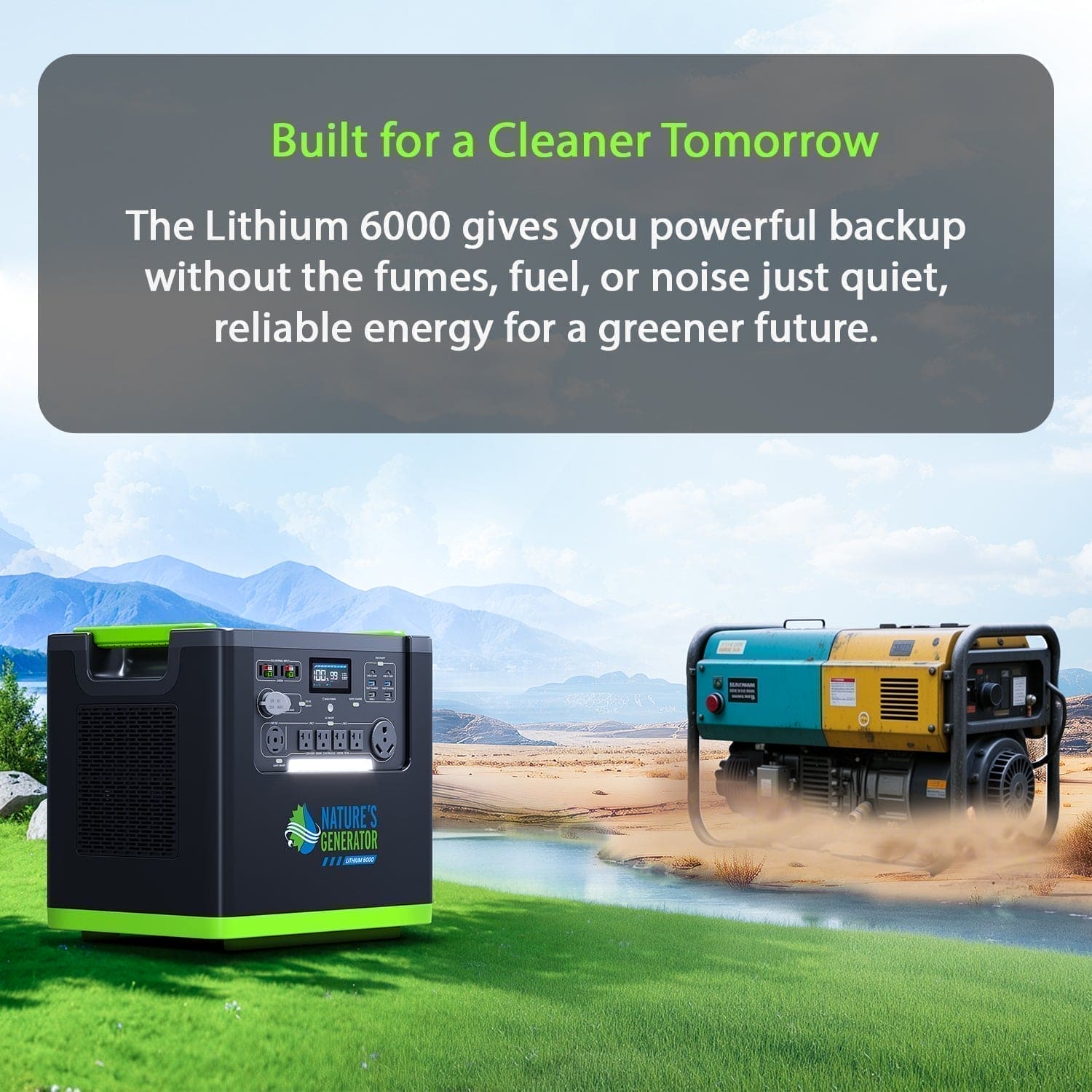Nature's Generator Lithium 6000 Portable Power Station with Transfer Switch - Generator Vault - Lithium 6000 + 30A Automatic Transfer Switch - 