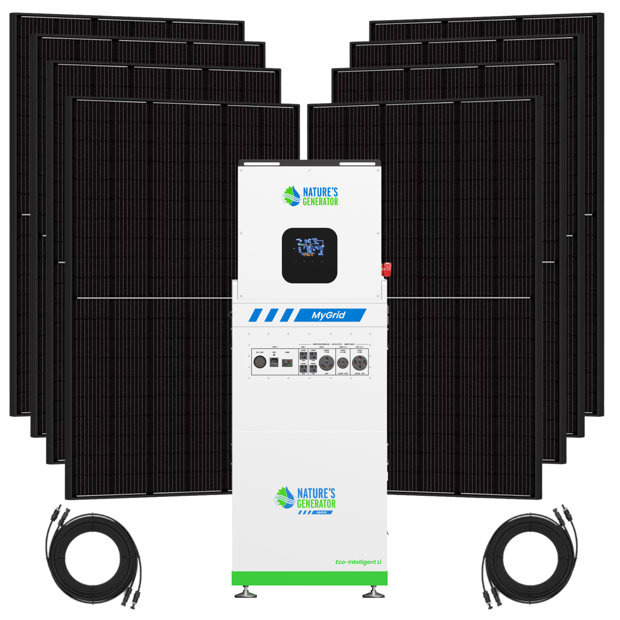 Nature's Generator MyGrid 10K Solar Generator Kit - Generator Vault - MyGrid 10K + 8x Rigid 410W Solar Panel - 