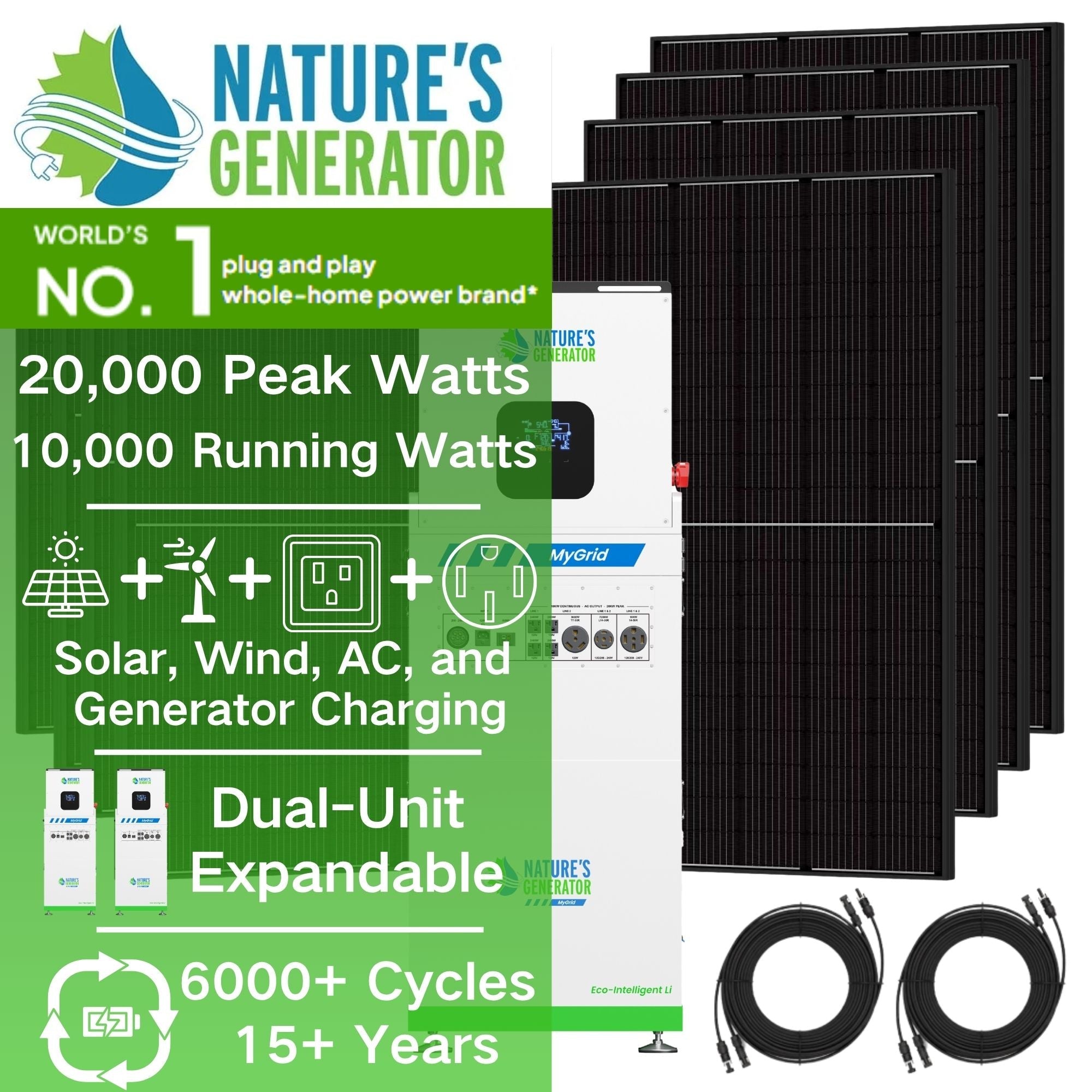 Nature's Generator MyGrid 10K Solar Generator Kit - Generator Vault - MyGrid 10K + 8x Rigid 410W Solar Panel - 