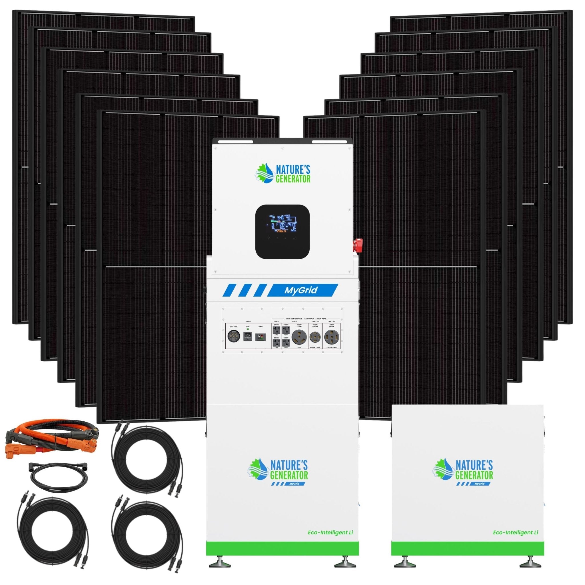 Nature's Generator MyGrid 10K Solar Generator Kit - Generator Vault - MyGrid 10K + Solar Battery + 12x Rigid 410W Solar Panel - 