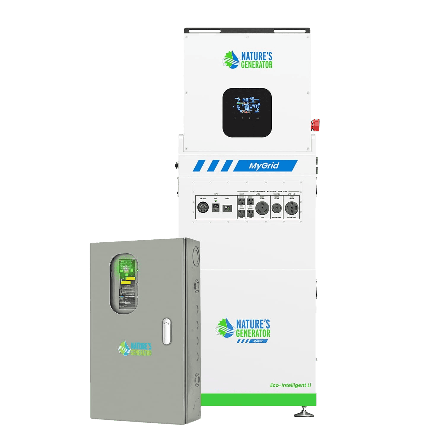 Nature's Generator MyGrid 10K Portable Power Station with Transfer Switch - Generator Vault - MyGrid 10K + 50A Automatic Transfer Switch - 