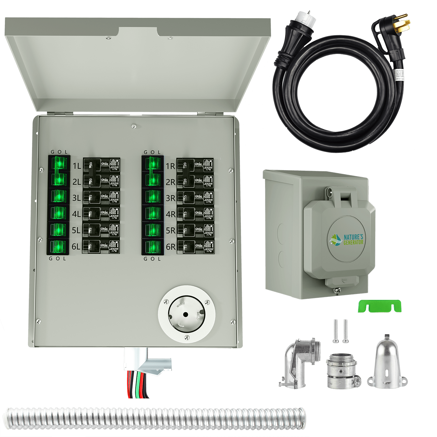 Nature's Generator 12 - Circuit 120/240V 50A Manual Transfer Switch - Generator Vault - 