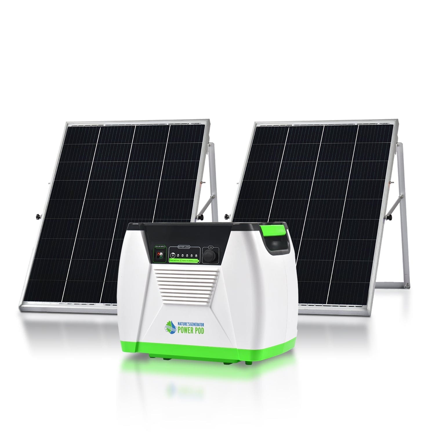 Nature's Generator Standard 1800W Power Pod Battery Backup Systems - Generator Vault - Standard 1800 Power Pod + 2x 100W Rigid Panel - 