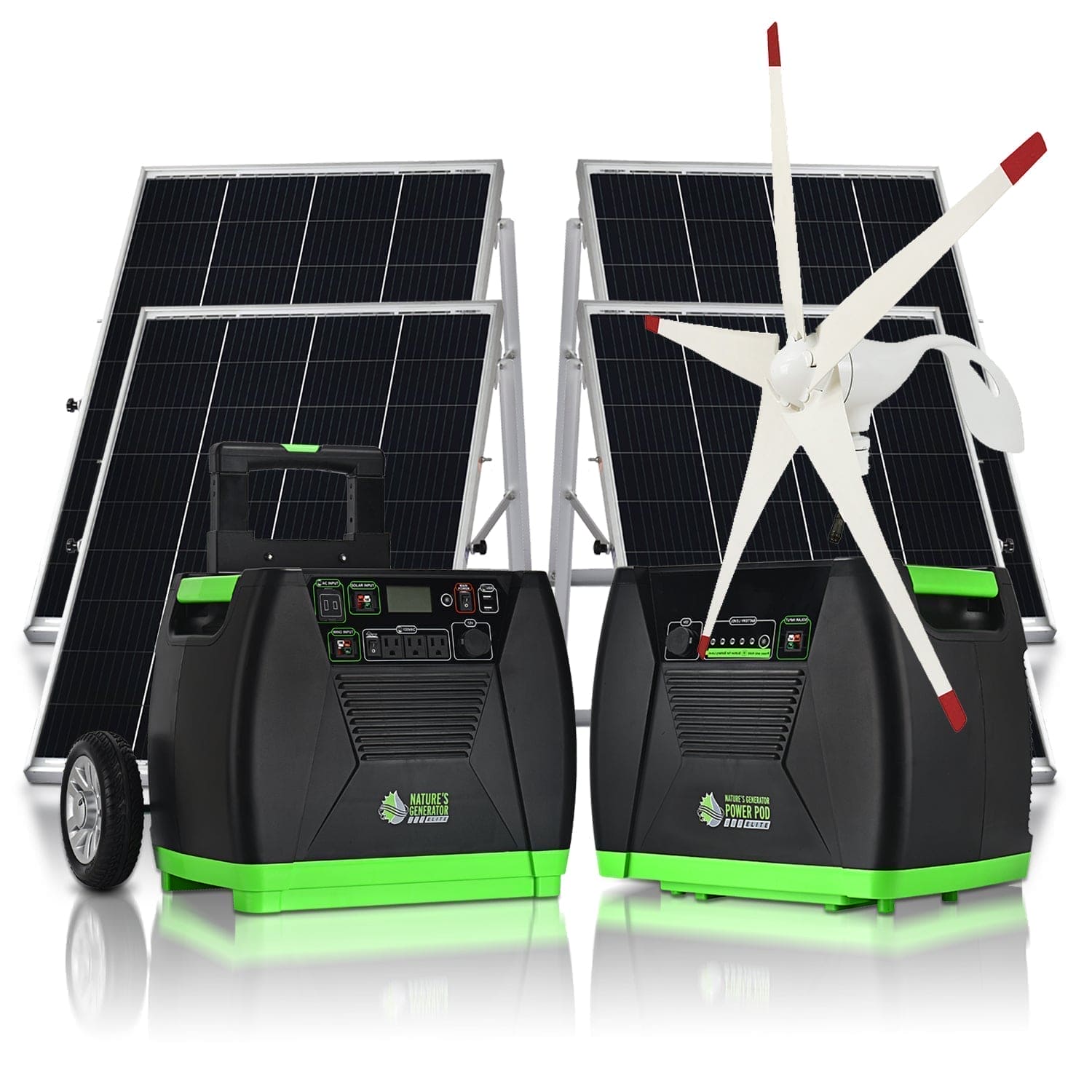 Nature's Generator Elite Gold WE Solar Generator Kit with Wind Turbine - Generator Vault - Elite Generator + Power Pod + 4x 100W Rigid Panel + Wind Turbine - 