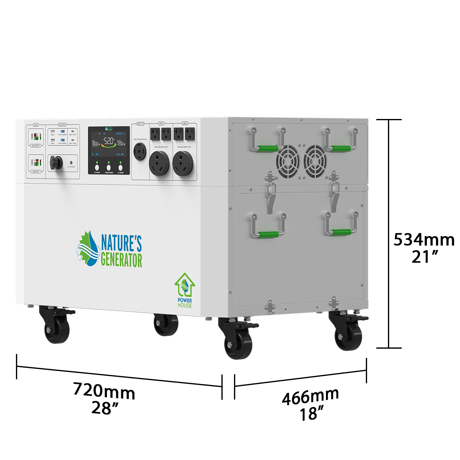 Nature's Generator Powerhouse V2 Portable Power Station - Generator Vault - Powerhouse (7200W/4800Wh) - 