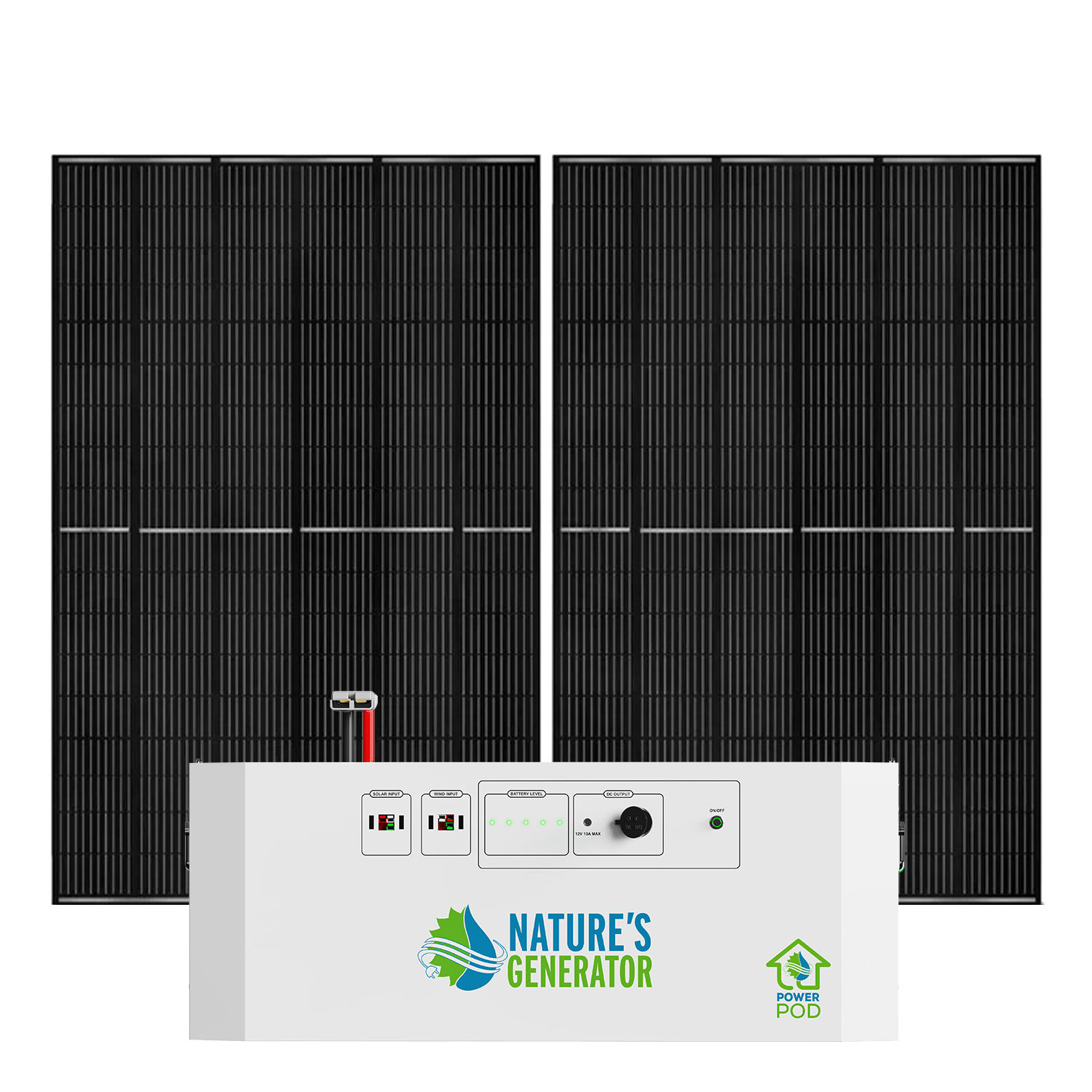 Nature's Generator Powerhouse Power Pod Battery Backup Systems - Generator Vault - Power Pod + 2x 410W Rigid Panel - 