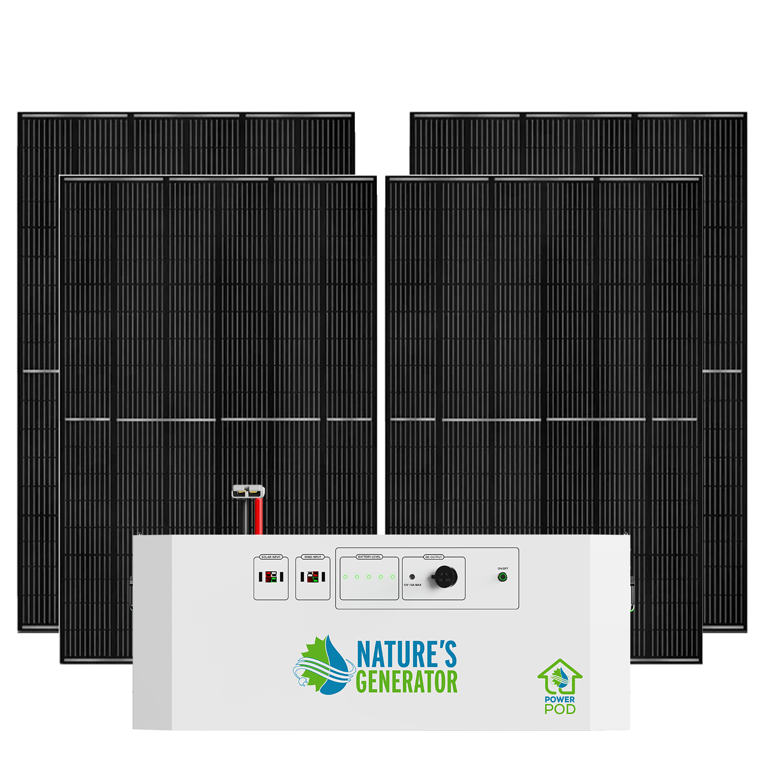 Nature's Generator Powerhouse Power Pod Battery Backup Systems - Generator Vault - Power Pod + 4x 410W Rigid Panel - 