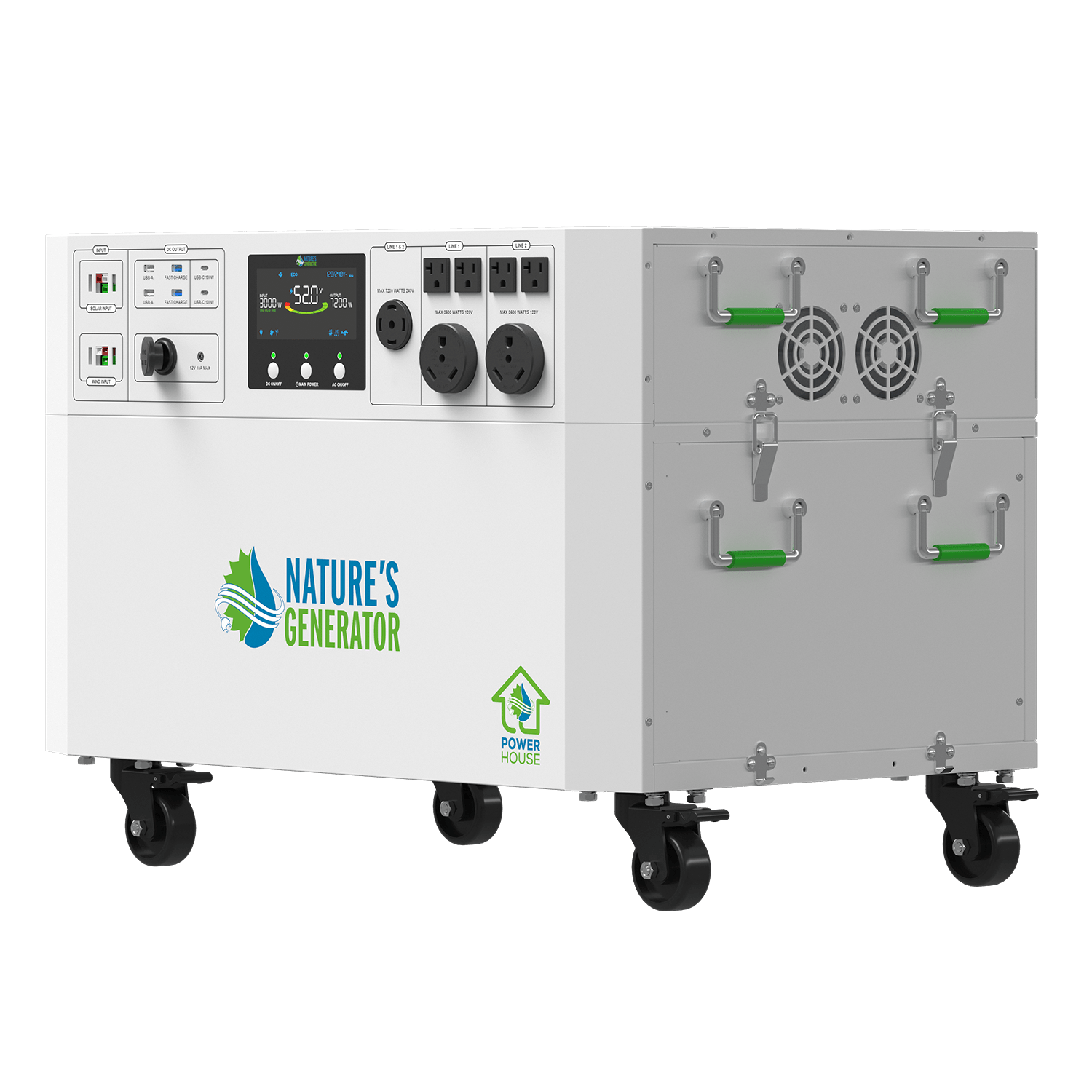 Nature's Generator Powerhouse V2 Solar Generator Kit - Generator Vault - Powerhouse + 2x 410W Rigid Solar Panel - 