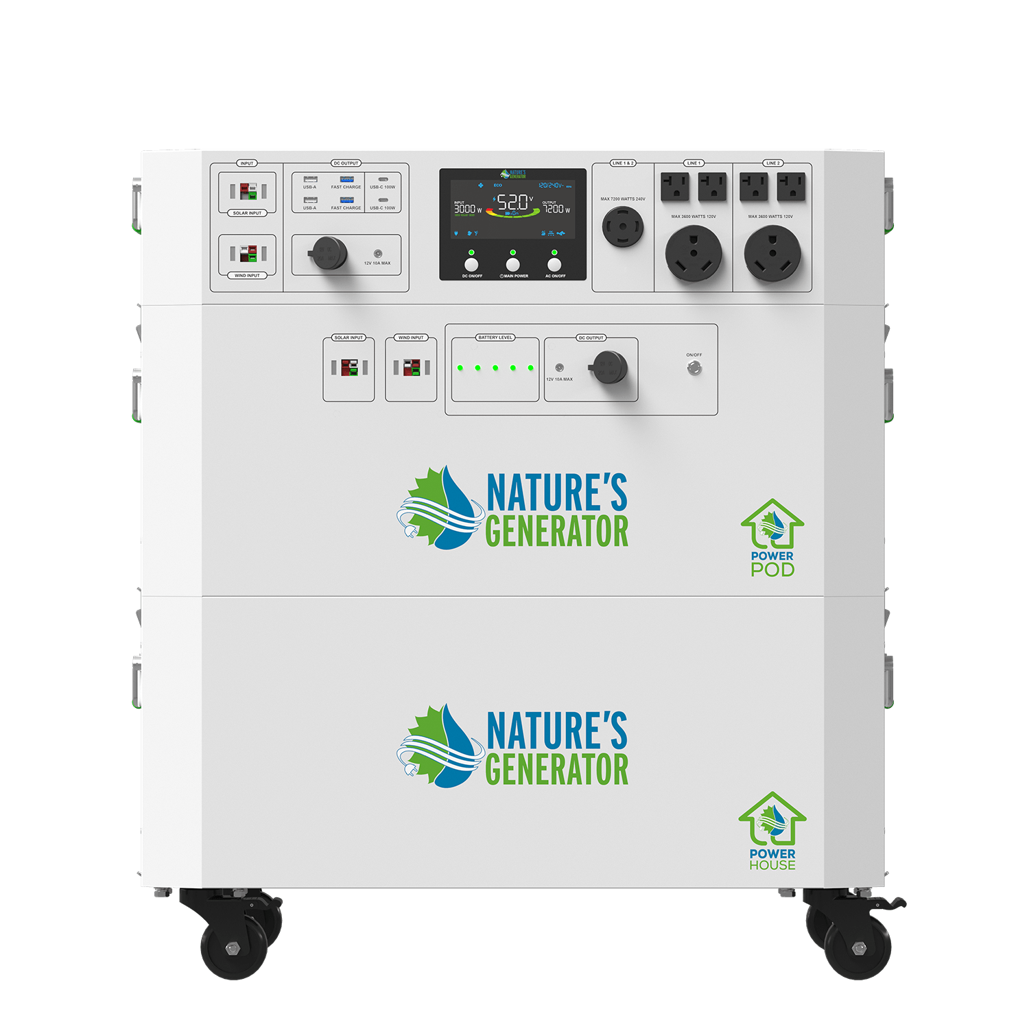 Nature's Generator Powerhouse V2 Solar Generator Kit - Generator Vault - Powerhouse + 2x 410W Rigid Solar Panel - 