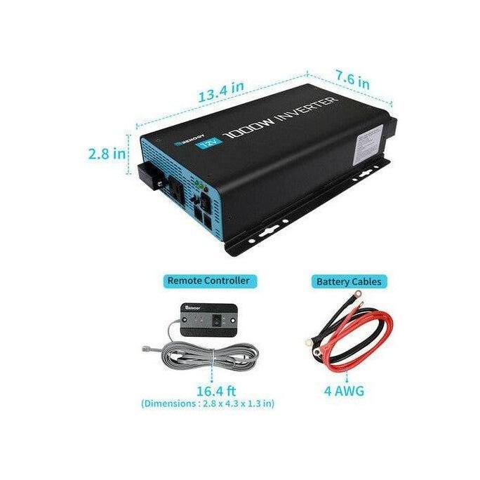 Renogy 1000W 12V Pure Sine Wave Inverter with Power Saving Mode (New Edition) - Generator Vault - 