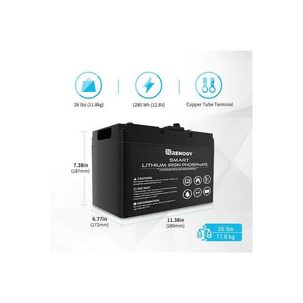 Renogy 12V 100Ah Lithium Iron Phosphate Battery with Self Heating Function - Generator Vault - 1 - 