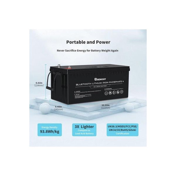 Renogy 12V 200Ah Lithium Iron Phosphate Battery with Bluetooth - Generator Vault - No - 