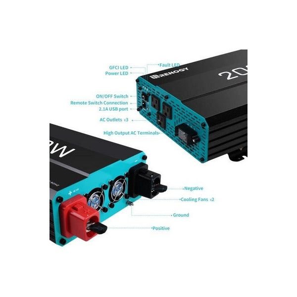 Renogy 2000W 12V Pure Sine Wave Inverter - Generator Vault - 
