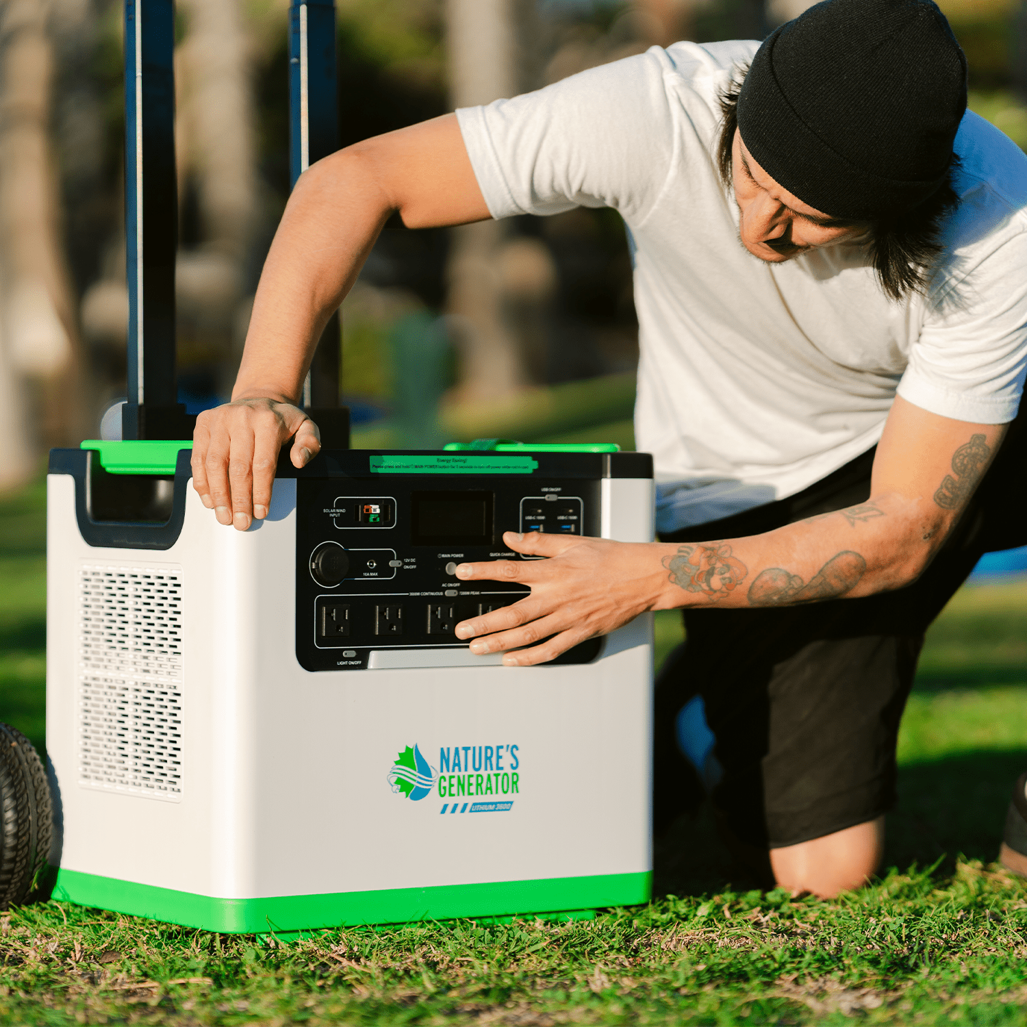 Nature's Generator Lithium 3600 Portable Power Station with Transfer Switch - Generator Vault - Lithium 3600 + 2x 100W Rigid Panel + Transfer Switch - 