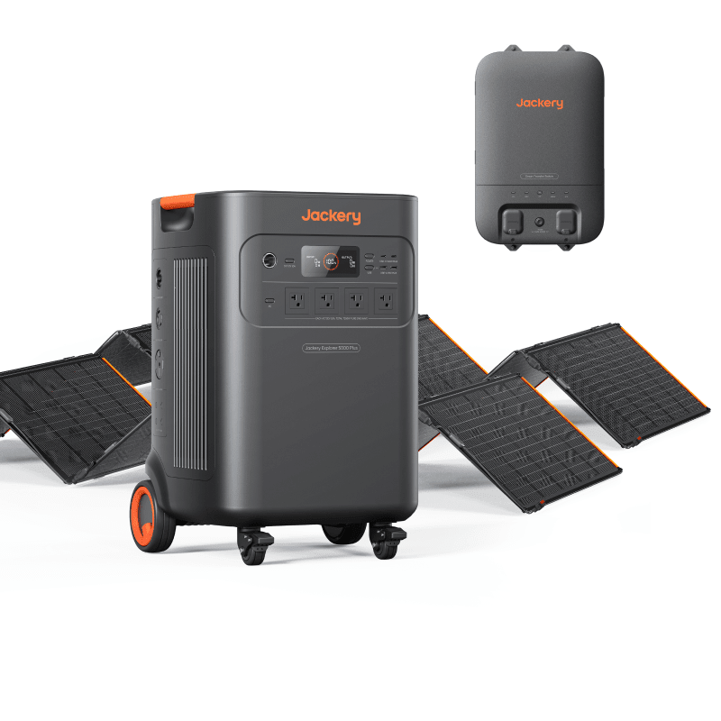 Jackery Explorer 5000 Plus Portable Power Station - Generator Vault - Explorer 5000 Plus + SolarSaga 500 X x 2 + Smart Transfer Switch - 