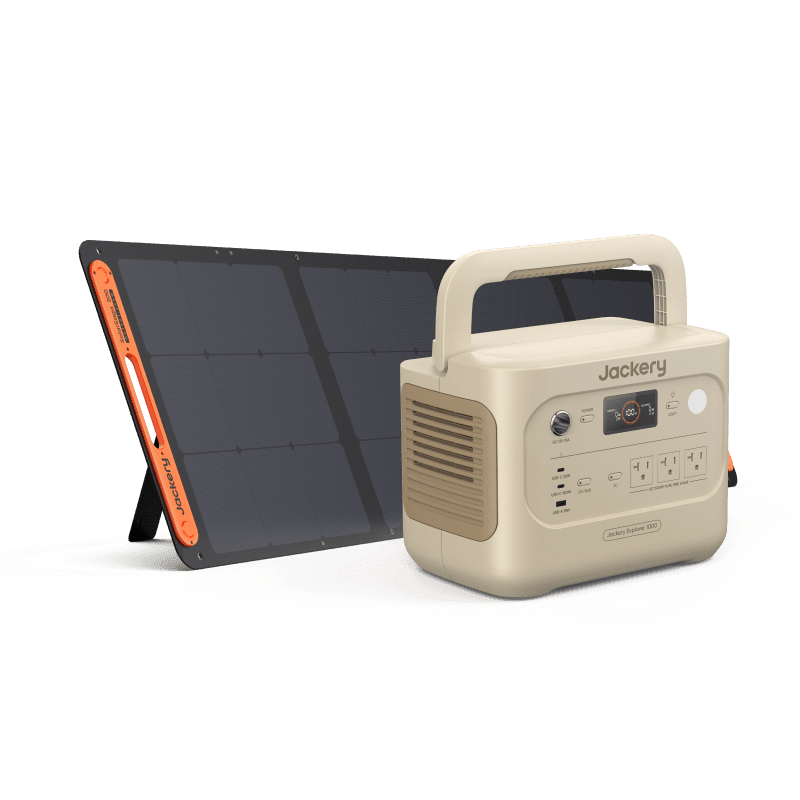 Jackery Solar Generator 1000 v2 Solar Generator Kit - Generator Vault - Dune White - Explorer 1000 v2 + SolarSaga 200W - 
