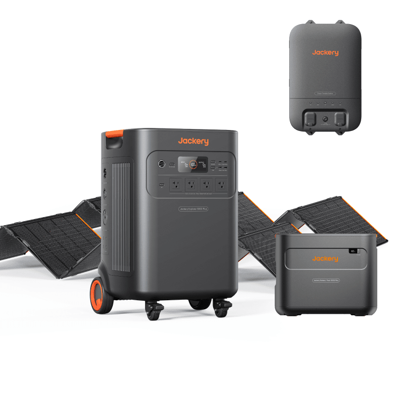 Jackery Solar Generator 5000 Plus Solar Generator Kit - Generator Vault - Explorer 5000 Plus (10kWh) + SolarSaga 500 X x 2 + Smart Transfer Switch - 