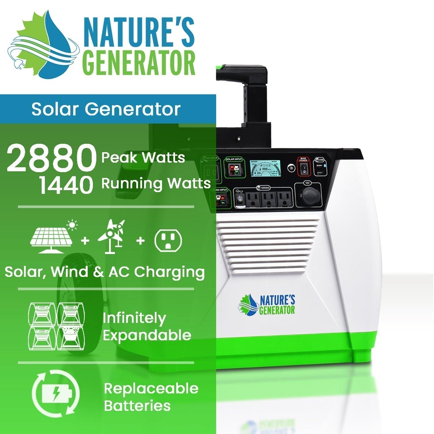 Nature's Generator 1800W Portable Power Station - Generator Vault - 