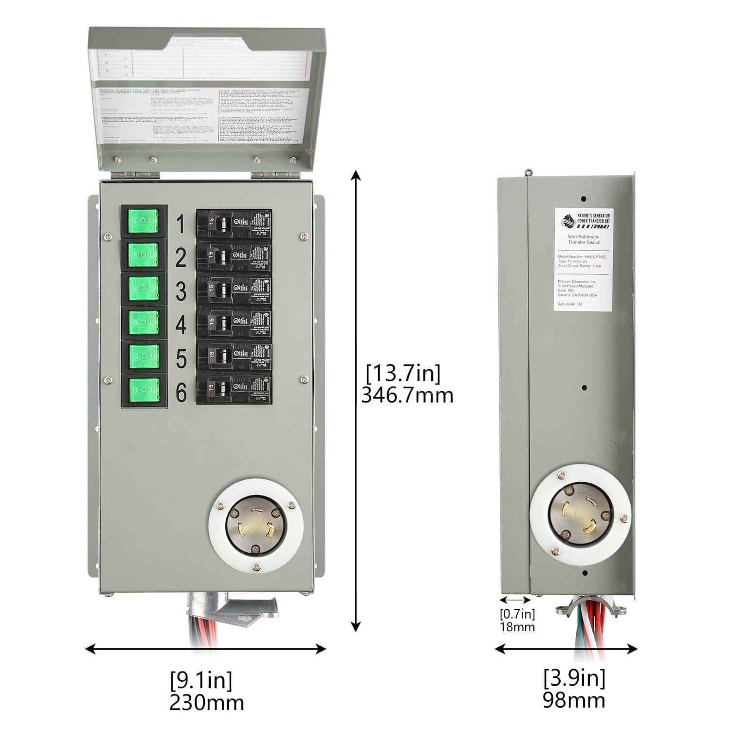 Nature's Generator Elite Gold PE Portable Power Station with Transfer Switch - Generator Vault - Elite Generator + 2x 100W Panel + Transfer Switch - 