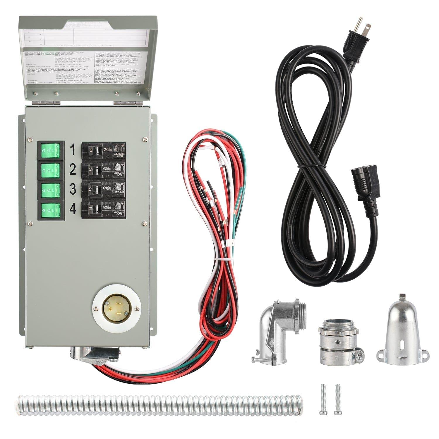 Nature's Generator 1800W Gold PE Portable Power Station with Transfer Switch - Generator Vault - Standard 1800 + 100W Panel + 4 - Circuit Transfer Switch - 