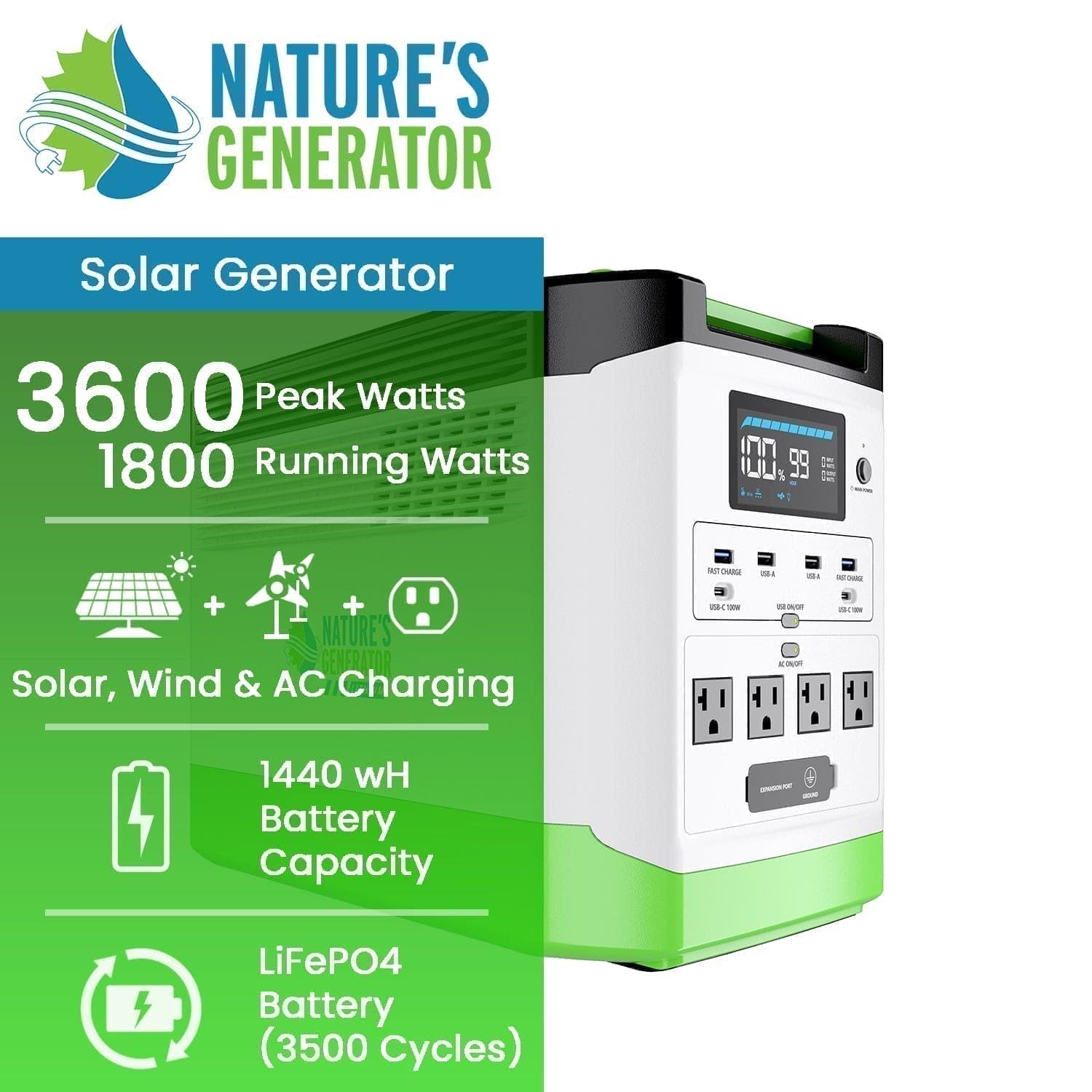 Nature's Generator Lithium 1800 Portable Power Station - Generator Vault - Lithium 1800 - 