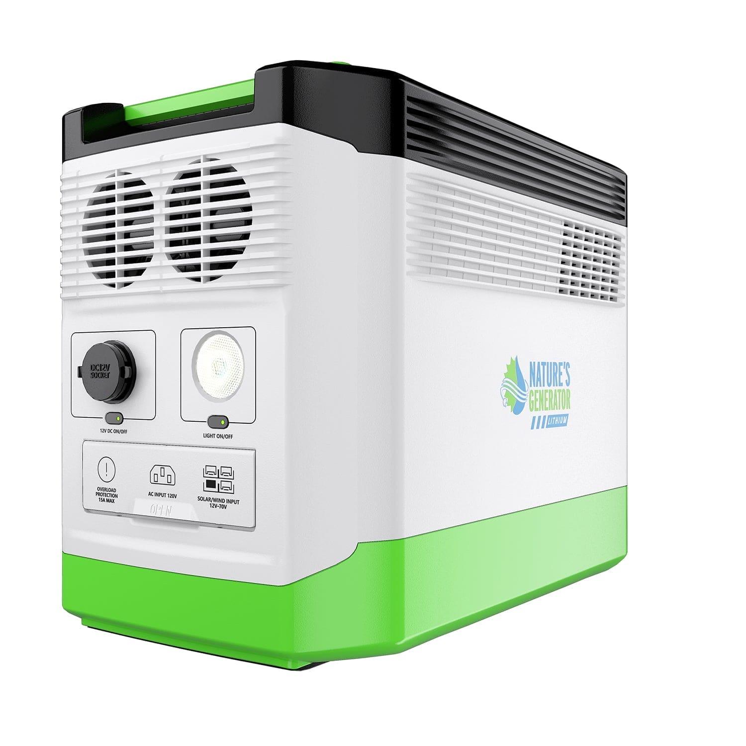 Nature's Generator Lithium 1800 Solar Generator Kit with Wind Turbine - Generator Vault - Lithium 1800 + 100W Rigid Panel + Wind Turbine - 