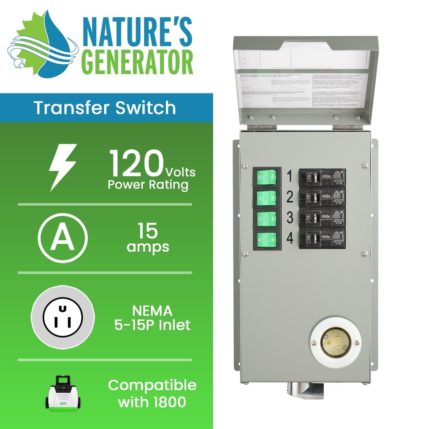 Nature's Generator 4 - Circuit 120V 15A Manual Transfer Switch - Generator Vault - 