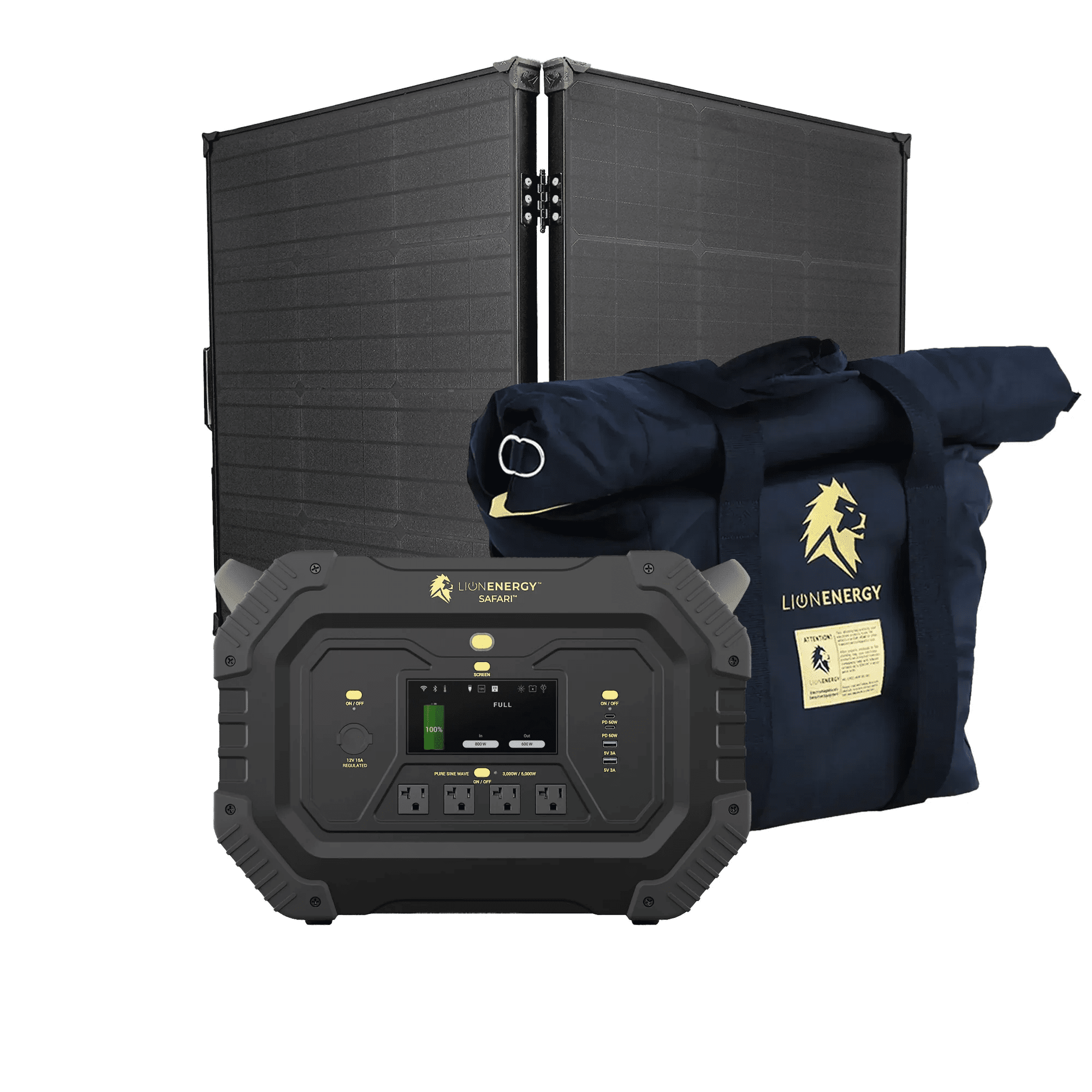 Lion Energy Safari 3000W Portable Power Station Custom Bundle Solar Generator Kit - Generator Vault-0 Solar panels-0 EMP Bags-0 LED light strings