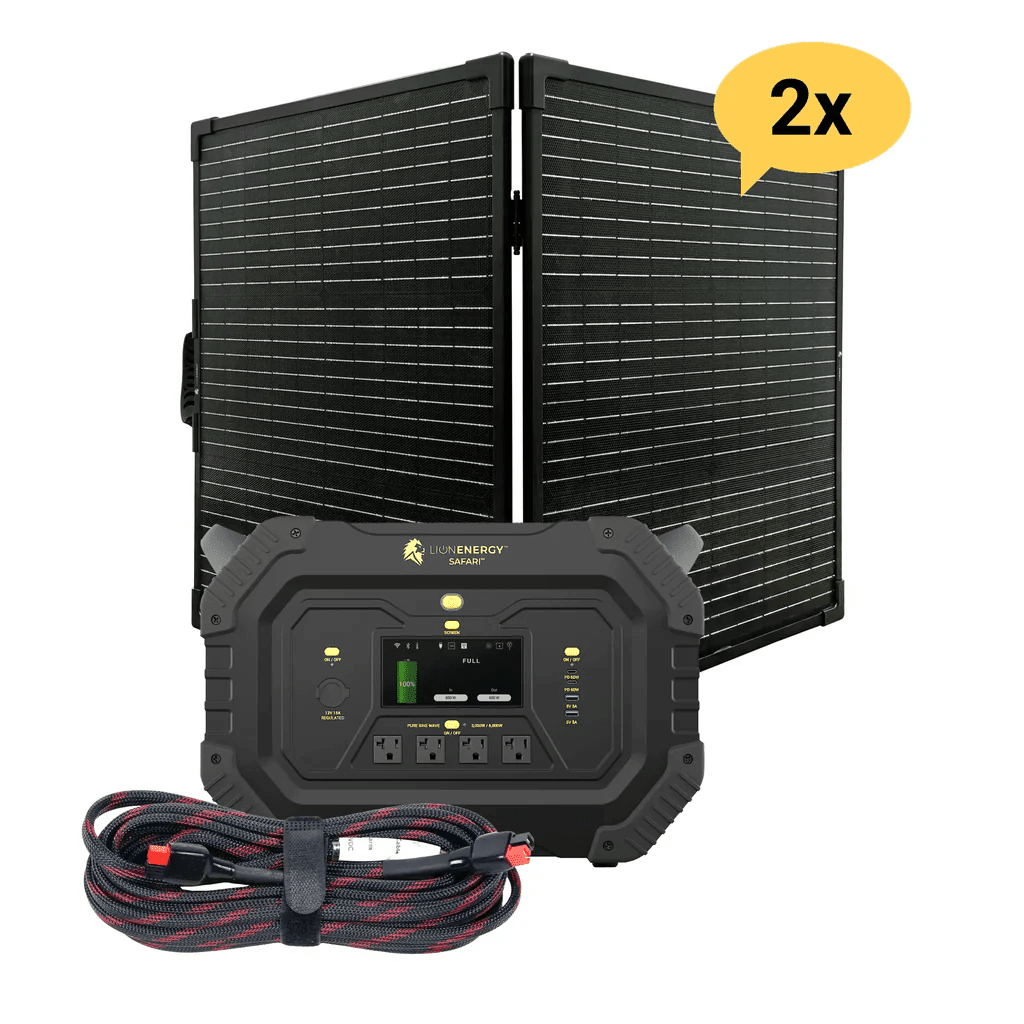 Lion Energy Safari 3000W Portable Power Station Custom Bundle Solar Generator Kit - Generator Vault-2 Solar panels-0 EMP Bags-0 LED light strings